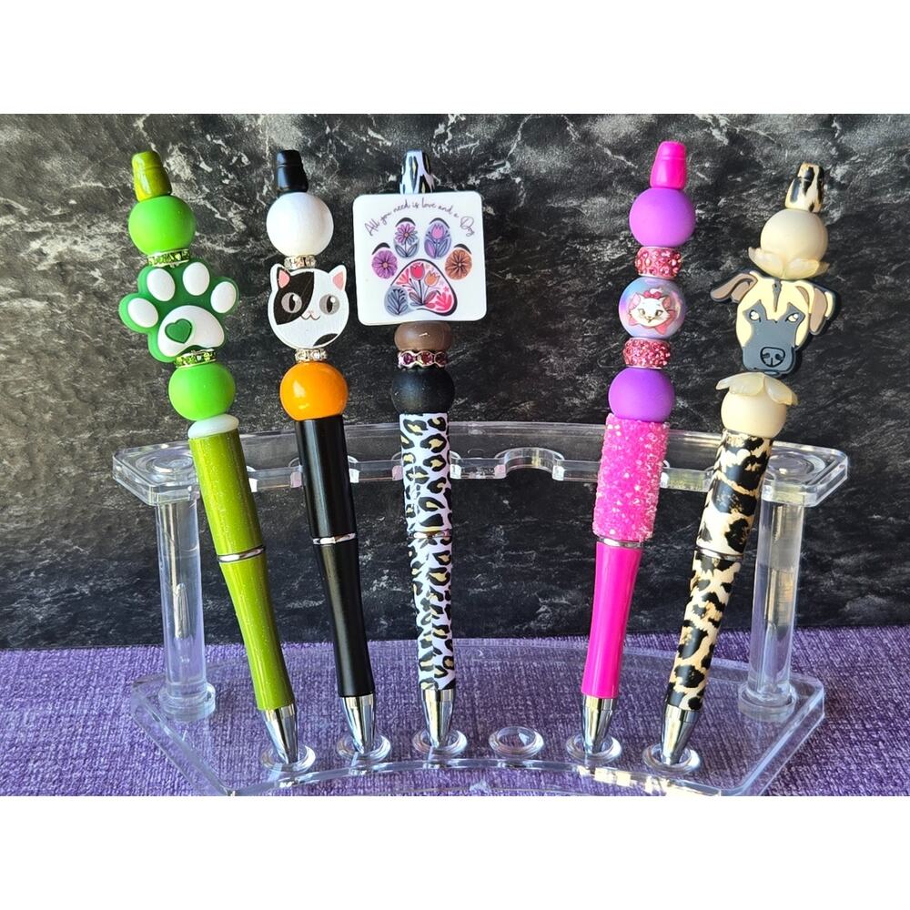 Pens, Ball Point, Set of 5 for Party Bags, Focal Beads, Assorted Colors & Styles